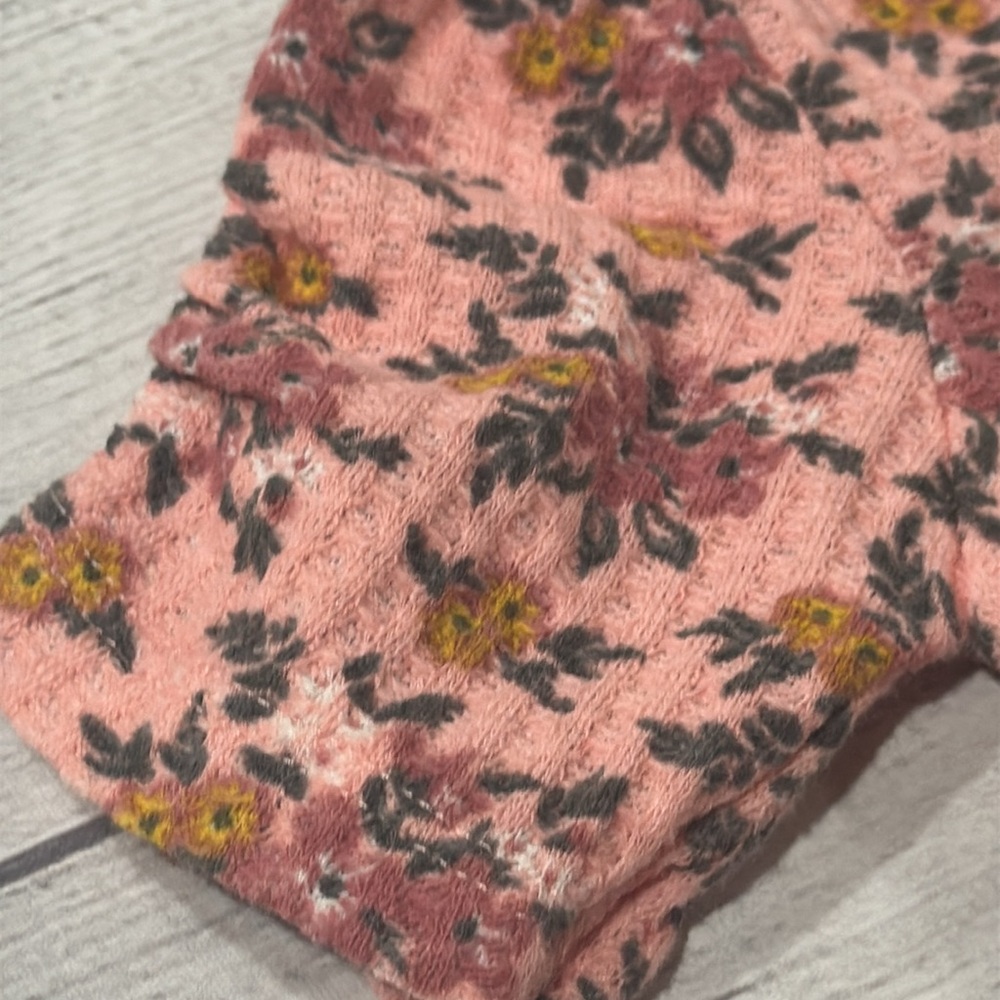 Little Lass Baby Girls Pink Floral Top with Cinched Short Sleeves - Picture 3 of 6